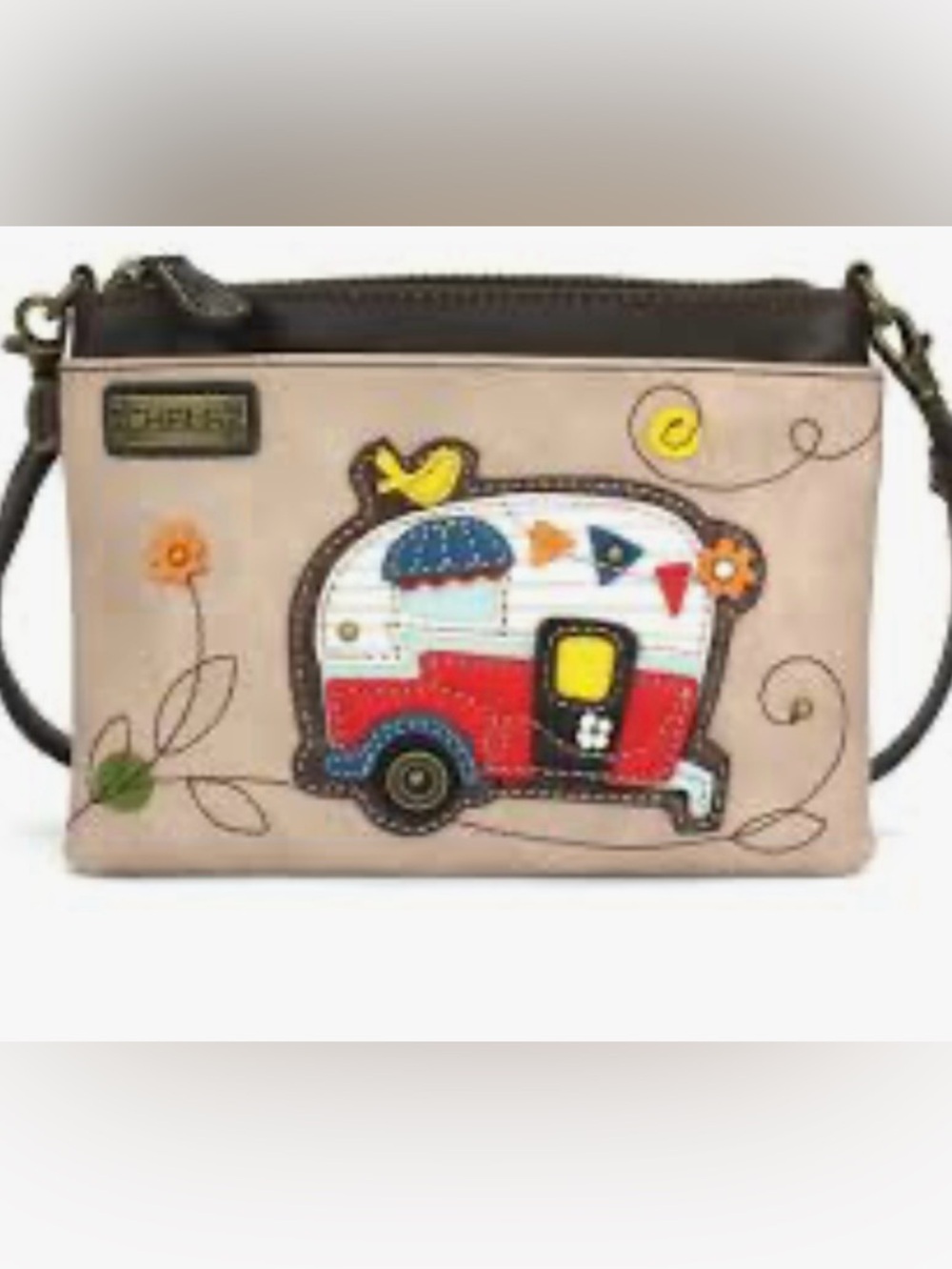 Chala  Travel Trailer Appliqué Crossbody Bag -
